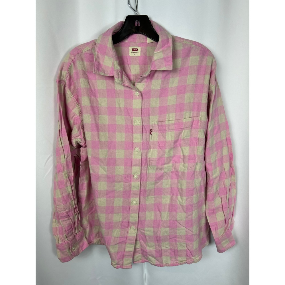 Levi's Pink Gingham Buffalo Check Button Down Shirt Flannel Western Wear Medium